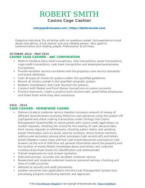 casino cage cashier resume examples|Resume Skills for Cashier (+ Templates) .